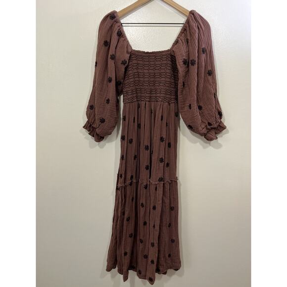 Free People Dahlia Embroidery Maxi Dress XS Gauze Boho Cottagecore Prairie Fairy - Picture 12 of 16
